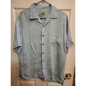 Havana Jacks Cafe Shirt Men LARGE Light Aqua Blue Tropical Breeze Wear Casual